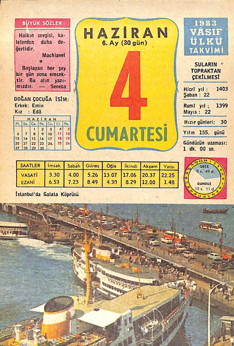 4 Haziran 1983 Takvim Yaprağı - Doğum Günü Hediyesi EFMN15097 - 1