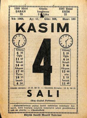 4 Kasım 1969 Takvim Yaprağı - Doğum Günü Hediyesi EFM(N)11793 - 1