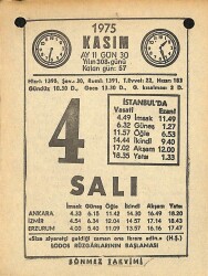 4 Kasım 1975 Takvim Yaprağı - Doğum Günü Hediyesi EFM(N)12578 - Gökçekoleksiyon