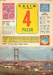 4 Kasım 1984 Takvim Yaprağı - Doğum Günü Hediyesi EFMN14806 - Gökçekoleksiyon