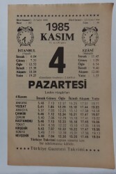 4 Kasım 1985 Takvim Yaprağı - Doğum Günü Hediyesi EFM(N)6680 - Gökçekoleksiyon