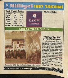 4 Kasım 1987 Takvim Yaprağı - Doğum Günü Hediyesi EFM(N)11941 - Gökçekoleksiyon