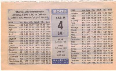 4 Kasım 2008 Takvim Yaprağı EFM(N)3888 - 3