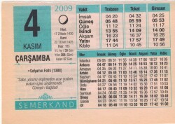 4 Kasım 2009 Takvim Yaprağı EFM(N)3828 - 3