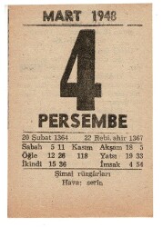 4 Mart 1948 Takvim Yaprağı EFM912 - 1
