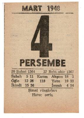 4 Mart 1948 Takvim Yaprağı EFM912 - 3