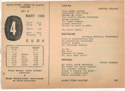 4 Mart 1960 Ajans Türk Takvim Yaprağı (Şiirli Saatli) EFM(N)1531 - 1