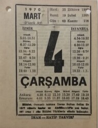 4 Mart 1970 Takvim Yaprağı - Doğum Günü Hediyesi EFM(N)7948 - 1