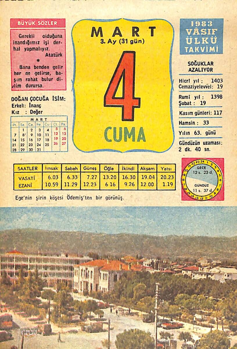 4 Mart 1983 Takvim Yaprağı - Doğum Günü Hediyesi EFMN15047 - 1