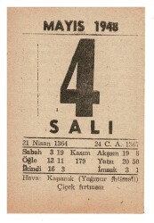 4 Mayıs 1948 Takvim Yaprağı EFM894 - 1