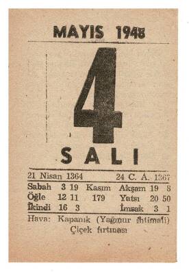 4 Mayıs 1948 Takvim Yaprağı EFM894 - 1