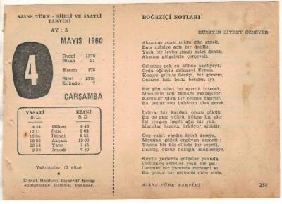 4 Mayıs 1960 Ajans Türk Takvim Yaprağı (Şiirli Saatli) EFM(N)1591 - 4