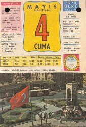 4 Mayıs 1973 Takvim Yaprağı - Doğum Günü Hediyesi EFM(N)9329 - Gökçekoleksiyon