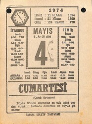 4 Mayıs 1974 Takvim Yaprağı - Doğum Günü Hediyesi EFM(N)12318 - Gökçekoleksiyon