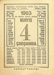 4 Mayıs 1983 Takvim Yaprağı - Doğum Günü Hediyesi EFM(N)12141 - Gökçekoleksiyon