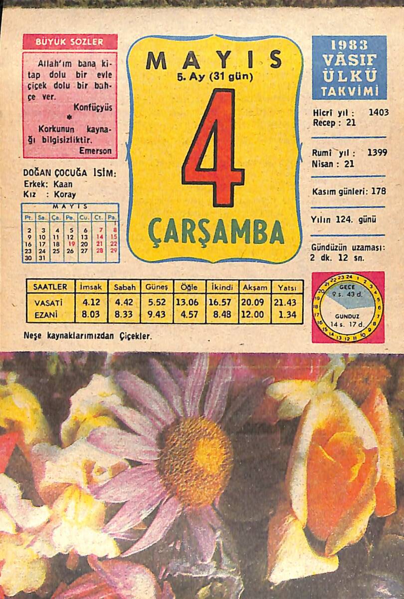 4 Mayıs 1983 Takvim Yaprağı - Doğum Günü Hediyesi EFMN15128 - 1