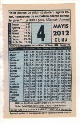 4 Mayıs 2012 Takvim Yaprağı EFM(N)1935 - 2