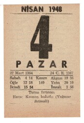 4 Nisan 1948 Takvim Yaprağı EFM902 - 3