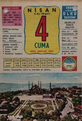 4 Nisan 1980 Takvim Yaprağı - Doğum Günü Hediyesi EFM(N)8418 - 2