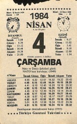 4 Nisan 1984 Takvim Yaprağı - Doğum Günü Hediyesi EFM(N)11217 - Gökçekoleksiyon