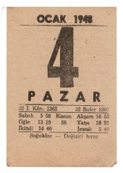 4 Ocak 1948 Takvim Yaprağı EFM932 - 3