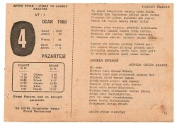 4 Ocak 1960 Ajans Türk Takvim Yaprağı(Şiirli Saatli) EFM(N)1078 - 3