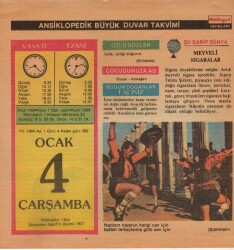 4 Ocak 1984 Takvim Yaprağı EFM(N)4619 - Gökçekoleksiyon