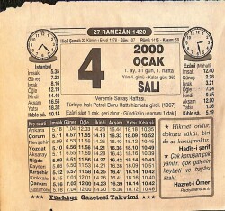 4 Ocak 2000 Takvim Yaprağı - Doğum Günü Hediyesi EFM(N)13190 - Gökçekoleksiyon