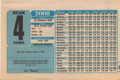 4 Ocak 2008 Takvim Yaprağı EFM(N)4929 - 1