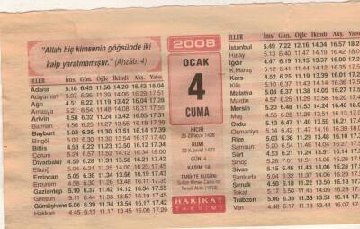 4 Ocak 2008 Takvim Yaprağı EFM(N)4991 - 1