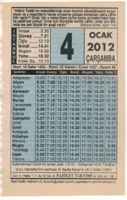 4 Ocak 2012 Takvim Yaprağı EFM(N)1487 - 3