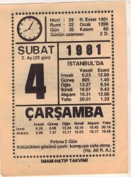 4 Şubat 1981 Takvim Yaprağı EFM(N)5412 - Gökçekoleksiyon