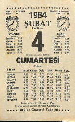 4 Şubat 1984 Takvim Yaprağı - Doğum Günü Hediyesi EFM(N)11809 - Gökçekoleksiyon