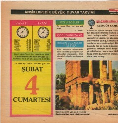 4 Şubat 1984 Takvim Yaprağı EFM(N)5158 - Gökçekoleksiyon
