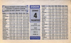 4 Şubat 2008 Takvim Yaprağı - Doğum Günü Hediyesi EFM(N)7498 - Gökçekoleksiyon