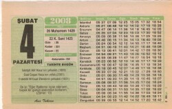 4 Şubat 2008 Takvim Yaprağı EFM(N)5580 - 1
