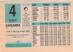 4 Şubat 2009 Takvim Yaprağı EFM(N)5609 - 2