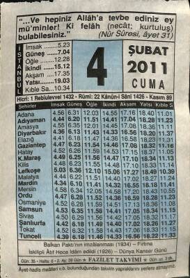 4 Şubat 2011 Takvim Yaprağı - Doğum Günü Hediyesi EFM(N)7557 - 1