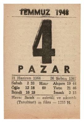 4 Temmuz 1948 Takvim Yaprağı EFM874 - 3