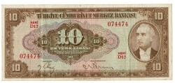 4.Emisyon 2.Tertip 10 Türk Lirası Seri D17 NATUREL/ÇÇT TCK9248 - 1