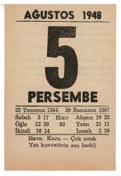 5 Ağustos 1948 Takvim Yaprağı EFM863 - 1