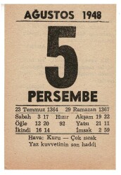 5 Ağustos 1948 Takvim Yaprağı EFM863 - 3