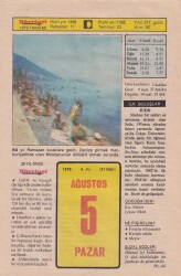 5 Ağustos 1979 Takvim Yaprağı -Doğum Günü Hediyesi EFM(N)6287 - Gökçekoleksiyon