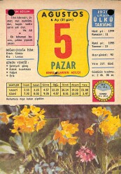 5 Ağustos 1979 Takvim Yaprağı - Doğum Günü Hediyesi EFM(N)9703 - 1