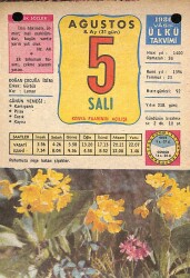 5 Ağustos 1980 Takvim Yaprağı - Doğum Günü Hediyesi EFM(N)9183 - Gökçekoleksiyon