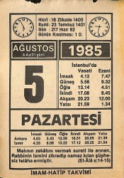 5 Ağustos 1985 Takvim Yaprağı - Doğum Günü Hediyesi EFMN15708 - Gökçekoleksiyon