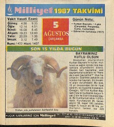 5 Ağustos 1987 Takvim Yaprağı - Doğum Günü Hediyesi EFMN14113 - Gökçekoleksiyon