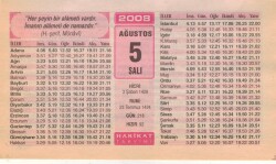 5 Ağustos 2008 Takvim Yaprağı EFM(N)2268 - 2