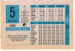 5 Ağustos 2011 Takvim Yaprağı EFM(N)1262 - 2