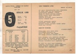 5 Aralık 1960 Ajans Türk Takvim Yaprağı (Şiirli Saatli) EFM(N) 1801 - 2